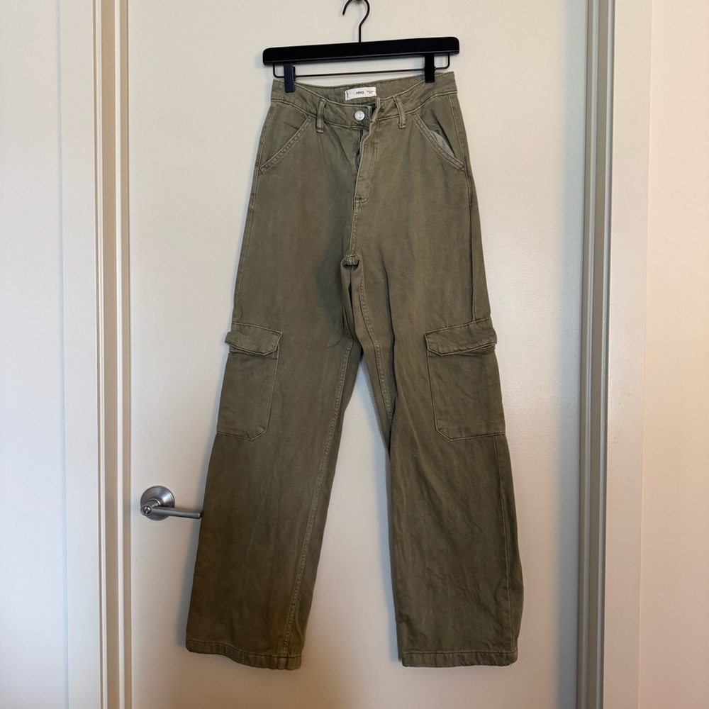 Mango Womens Olive Cargo Pants